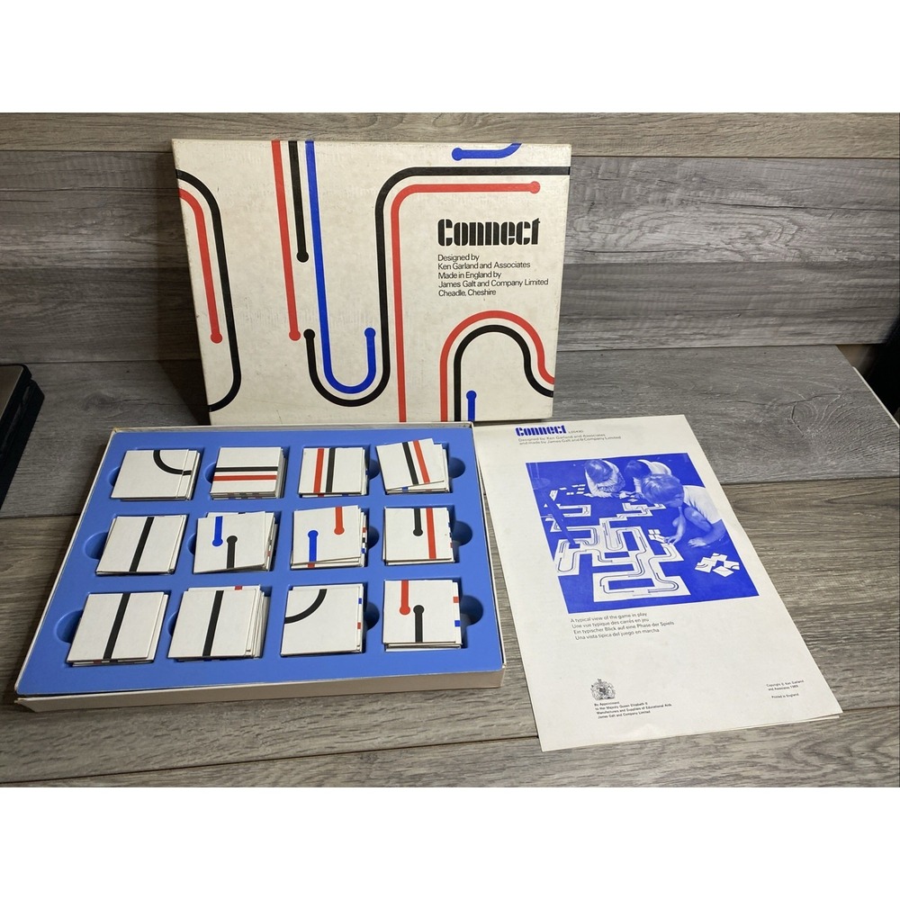 VTG 1969 Connect Board Game By Galt Toys England Designed By Ken Garland & Assoc